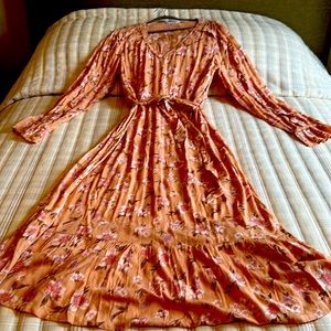 LTS Long Tall Sally Orange Floral Ruffle Maxi Dress